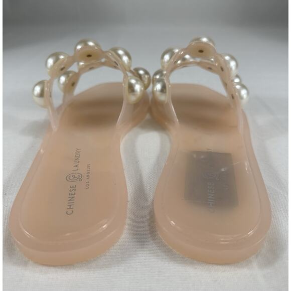 Chinese Laundry Womens Open Toe Pearl Embellished Rubber Slides Pink Size 7 - Picture 9 of 11